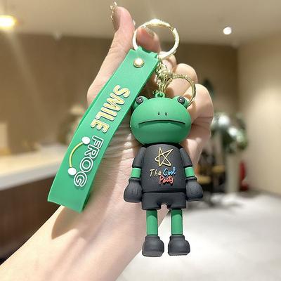 Schlüsselanhänger im koreanischen Stil mit lächelndem Gesicht und stehendem coolen Frosch, Cartoon-Tier, Froschpuppe, Taschenanhänger, Autoschlüsselring