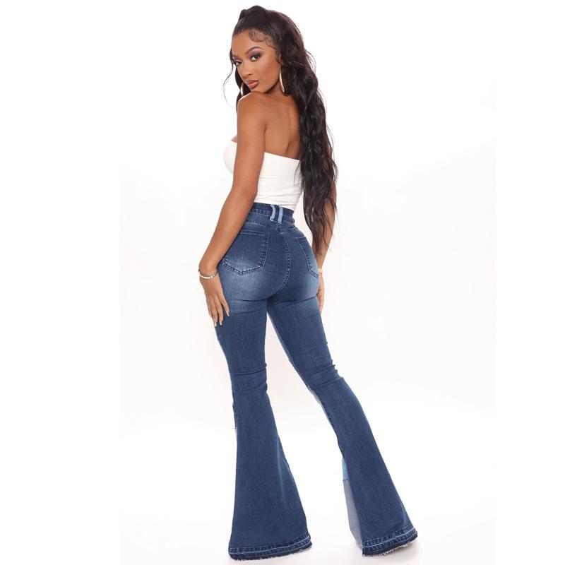 Spring and Autumn Women's Plus Size Jeans Wide Leg Jeans Fashion Splicing Pant