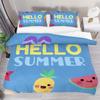 Hello Summer Duvet Cover Set Watercolor Watermelon Fruits Bedding Set Summer Holiday Theme Blue Rustic Cabin Comforter Cover