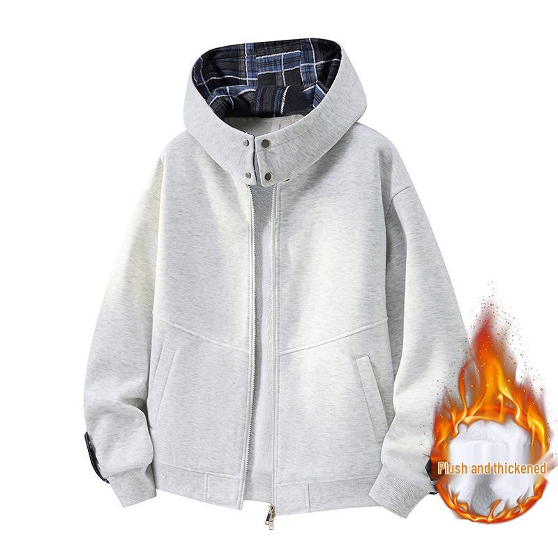Plaid Patchwork Hooded Fleece Jacket - Unisex Autumn/Winter Casual Top Medium