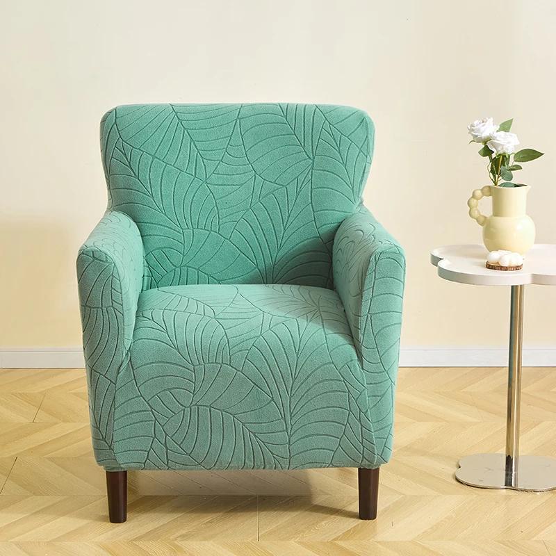 Ettfarget Jacquard Lenestoltrekk Elastisk Blad Enkelt Sofatrekk Støvtett Altomfattende Sofatrekk for Stue Hjem