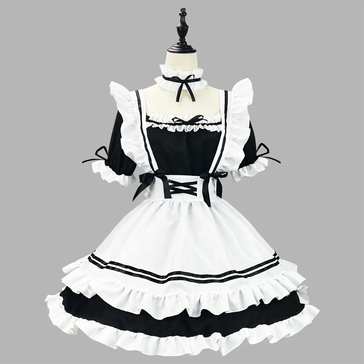 Melns Balts Lolita kalpones kostīms Cosplay