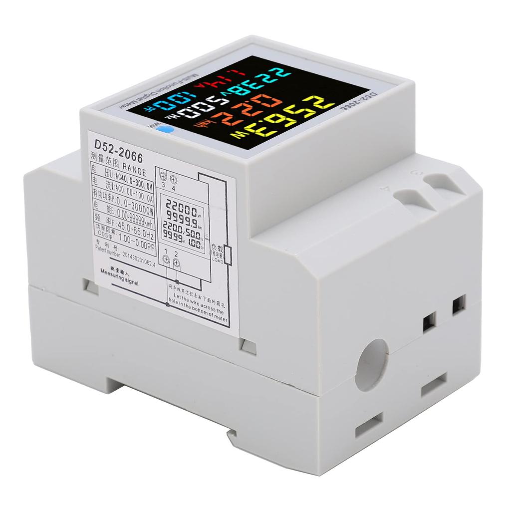 Household power digital voltmeter energy rail type 220V smart power meter ammeter voltmeter D52-2066 meter, ammeter, meter, single-phase AC40.0-300.0V