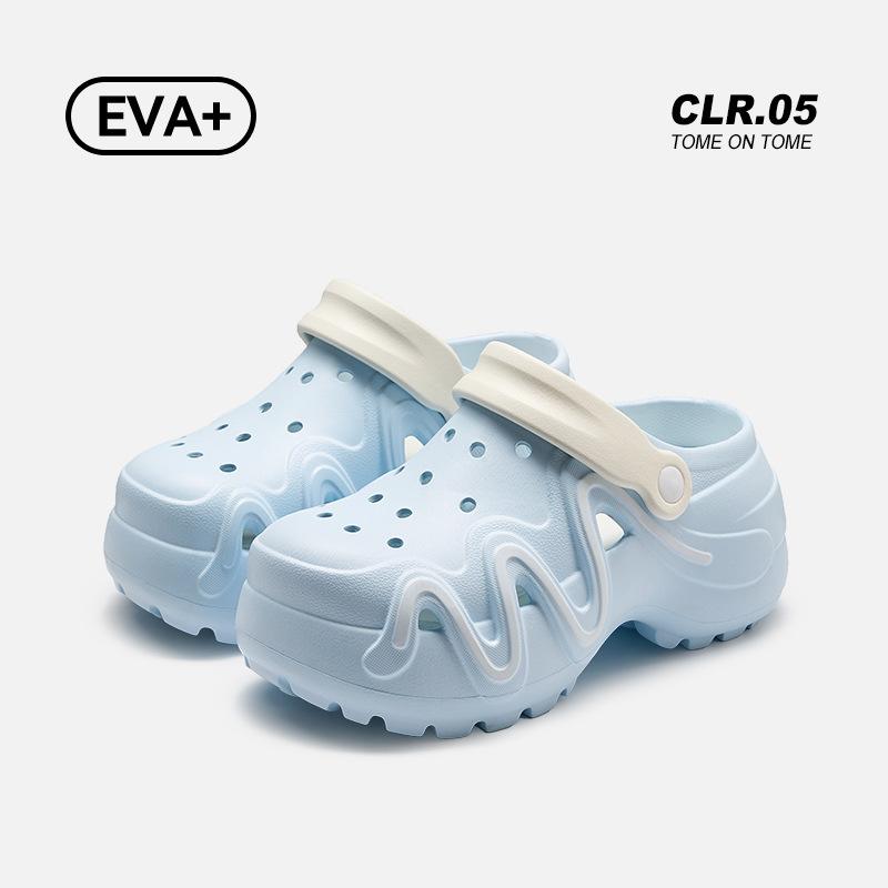 Hole Shoes Women's Fashion Versatile Summer New Wear Non-slip Beach Sandals Heightened Thick-soled Bag Head Slippers