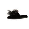 Fashion Sweet Classic Slippers Women Casual Flat Low Heels Sweet Basic Shoes Women Solid Fur Flower Slip On Winter Slides Plus Size