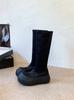 Long boots comfortable autumn elastic boots Korean version of women's heightening waterproof table thin boots new thick-soled versatile round head