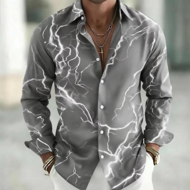 Lightning Pattern Men's Long Sleeved Shirt