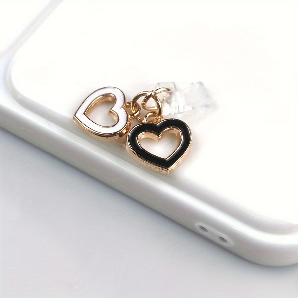 1pc Mobile Phone Dust Plug, Metal Fashion Heart Shape Pendant Dust Plug - Decorate Your Phone!