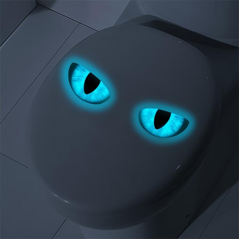 Funny Glowing Eyes Toilet Stickers Removable Bathroom Decoration Waterproof Vinyl Wall Tile Decals for Home Office