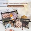 Portable Mesh Cosmetic & Earphone Storage Bag, Travel Toiletries & Lipstick Holder