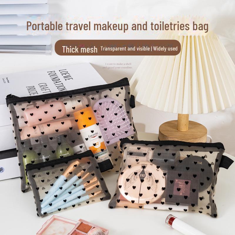 Portable Mesh Cosmetic & Earphone Storage Bag, Travel Toiletries & Lipstick Holder