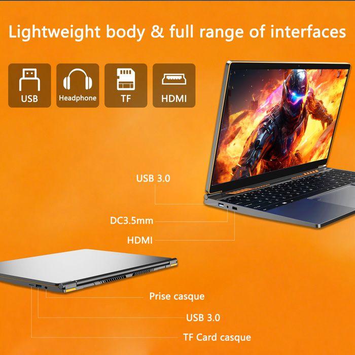 PC Portable 16", Intel Celeron, 16 Go De RAM DDR4, 512 Go De SSD, Windows 11 PRO, WiFi 5, HDMI, Ordinateur Portable