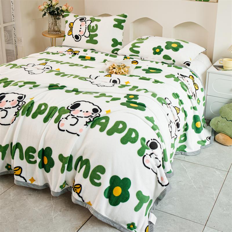 Cartoon Pattern Thick Flannel Blanket Lightweight Warm Nap Throw Blanket for Sofa All Season Cozy Soft Plush Bedspread Bed Sheet