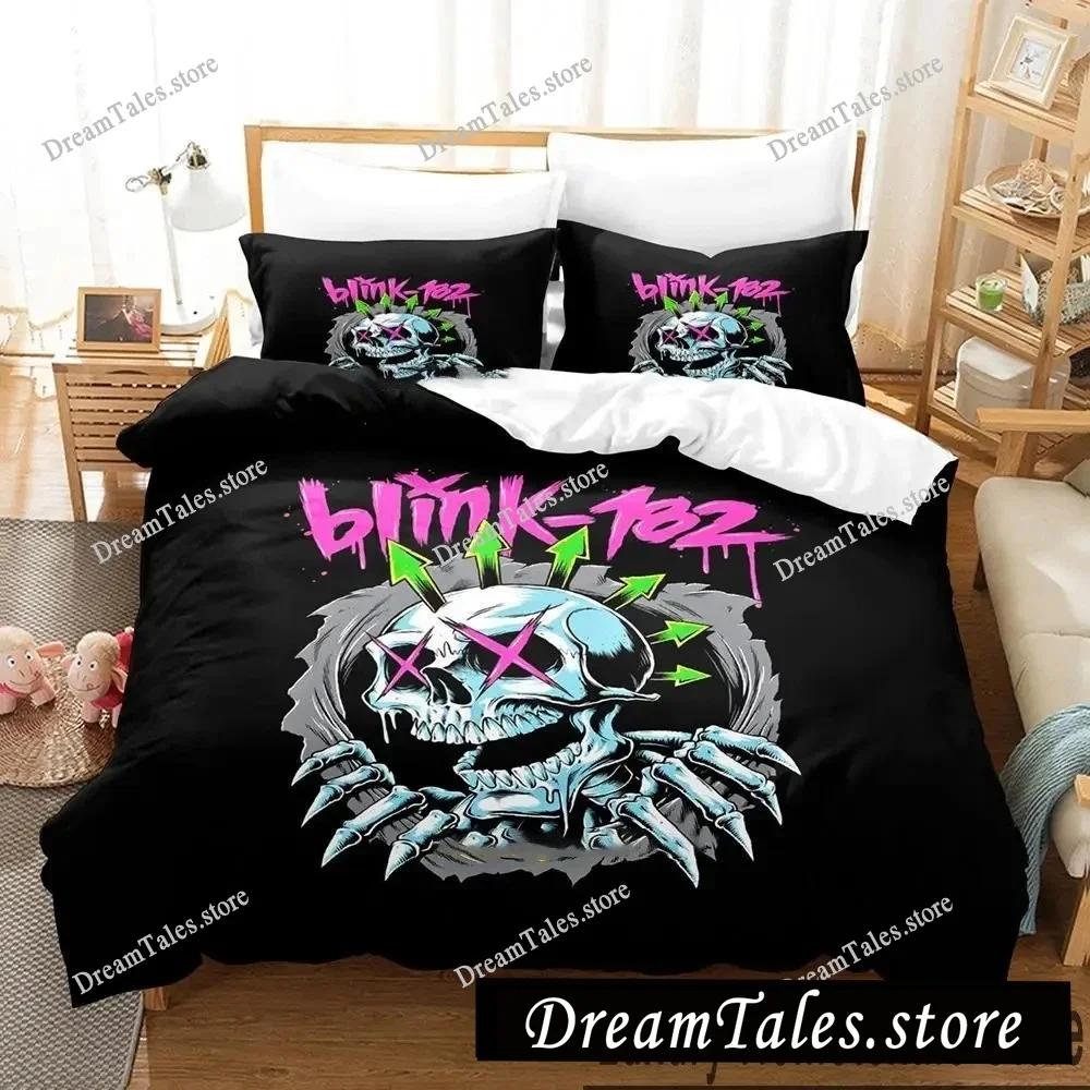 Zestaw pościeli z nadrukiem 3D Blink-182 Chłopcy Dziewczęta Rozmiar Twin Queen King Poszwa na kołdrę Poszewka na poduszkę Łóżko chłopcy Dorosły Tekstylia domowe