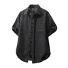 Nuova Camicia Estiva Casual da Uomo a Maniche Corte Vintage Usurata Tinta Unita Stampa Hawaiana Top da Spiaggia Blusa alla Moda