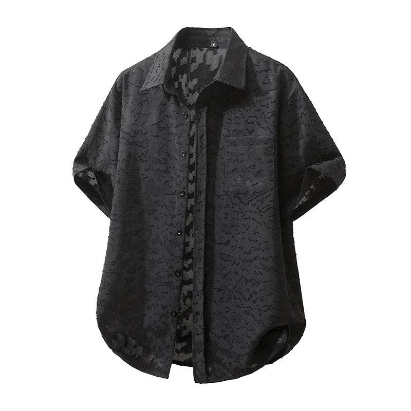 Nuova Camicia Estiva Casual da Uomo a Maniche Corte Vintage Usurata Tinta Unita Stampa Hawaiana Top da Spiaggia Blusa alla Moda