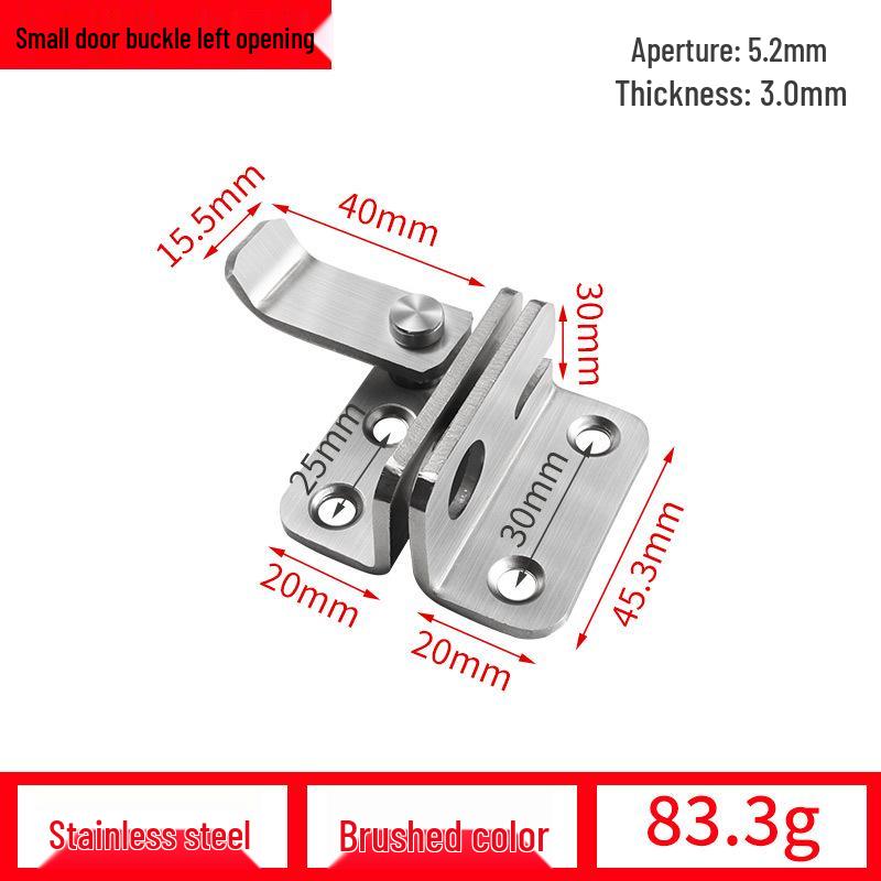 90° Anti-Theft Bathroom Sliding Door Latch Clasp with Old-Fashioned Hinge Bolt