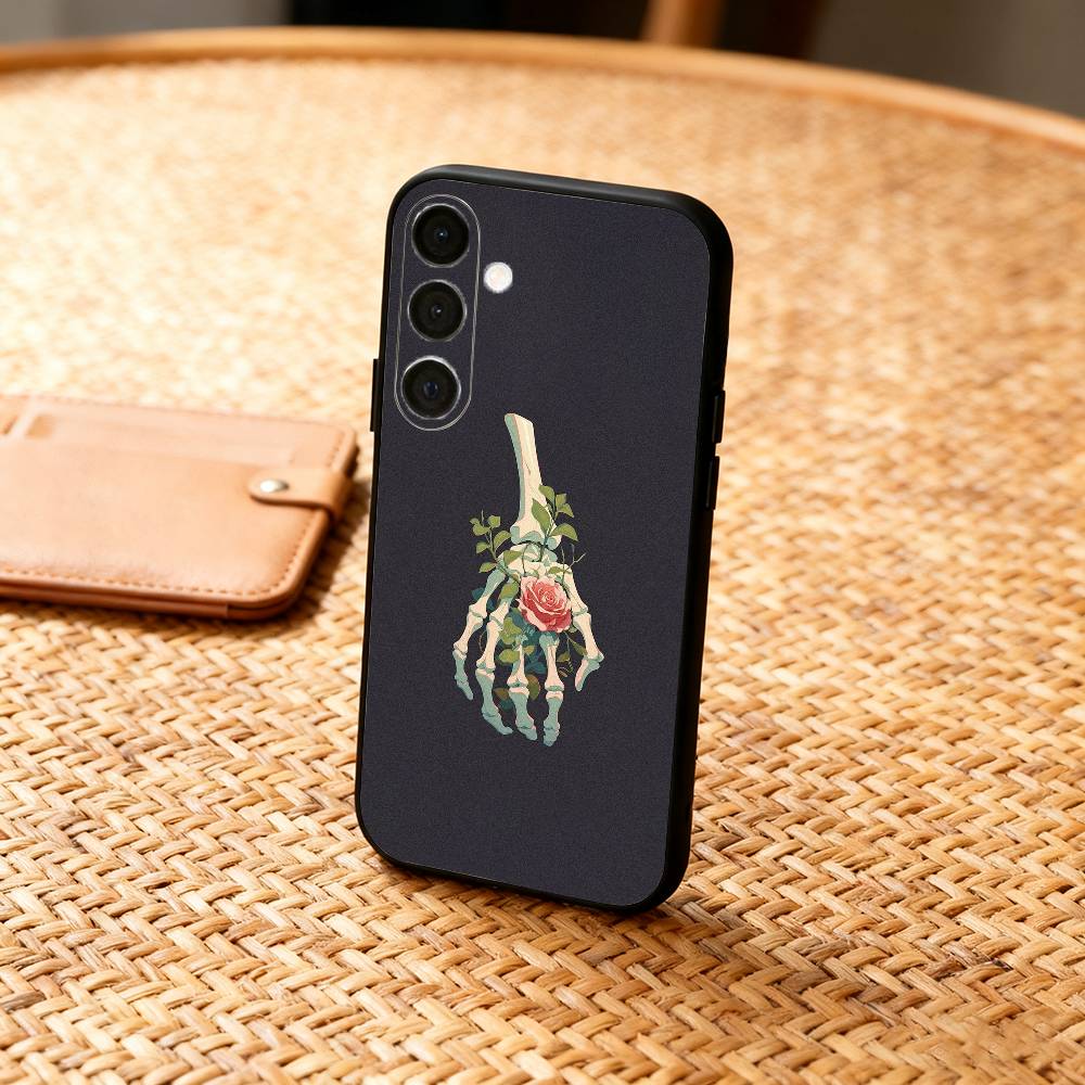 A-Art S-Skeleton S-Skull Phone Case For Samsung A73,72,71,53,52,51,22,91,80, Soft Black Cover