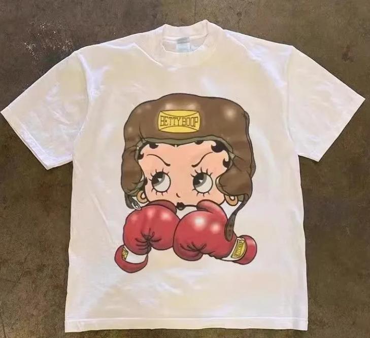 Betty Boop Boxing Gloves Graphic Print T-shirt XXL