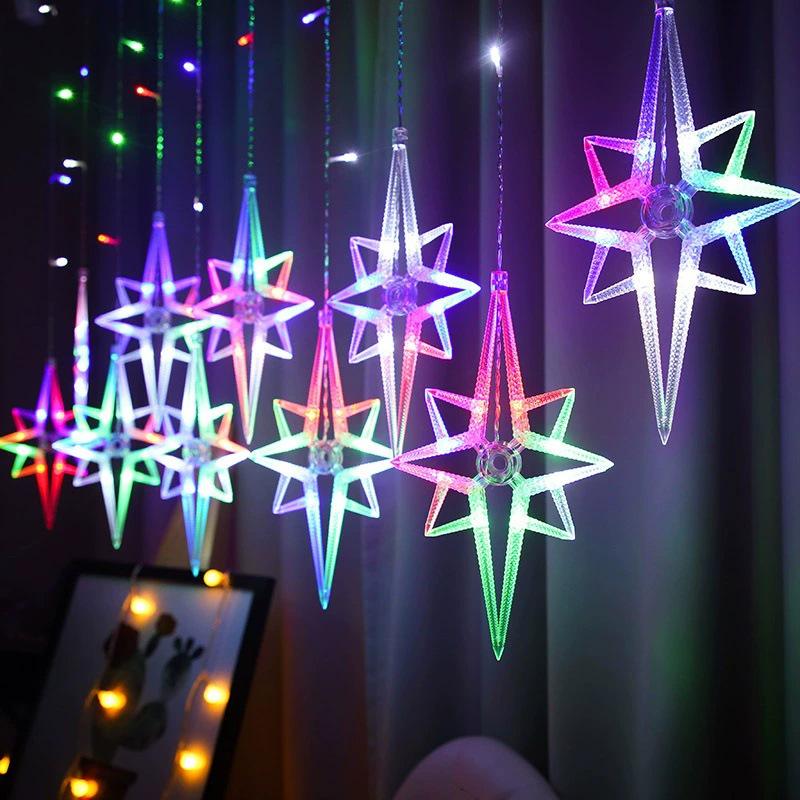 Starry Sky Colorful Flashing Curtain Lights - North Star Holiday & Festival Decorations Plug-in Powered