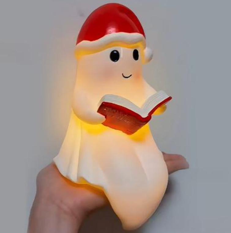 Zasilana bateryjnie świecąca choinka z kolorowymi światełkami i żywicznymi ozdobami - Idealna do dekoracji świątecznych na biurko