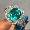 Huitan Gentle CopperColor Women Ring Inlaid Sparkling Green Cubic Zirconia Trendy Wedding Engagement Luxury Accessories Jewelry