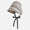 Wide Brim Women Striped Fisherman Hat Solid Color Bucket Hat Casual Sunscreen Visor Cap  Camping