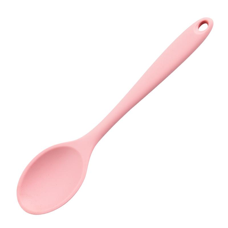 Термостойкая силиконовая ложка - Для антипригарных сковородок, студентов и смешивания детского питания розовый