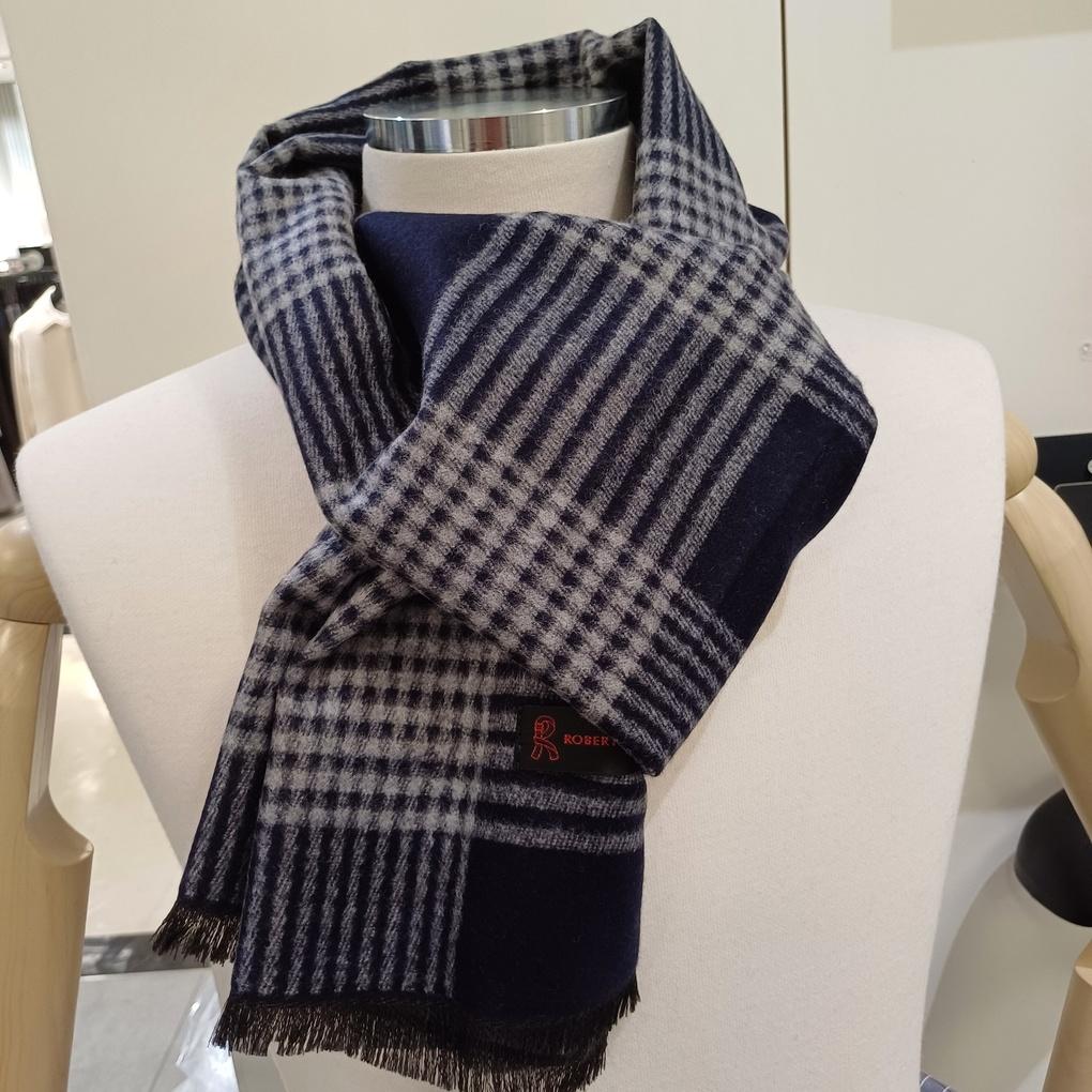 Men's Rayon Blend Big Check Navy Muffler RO4C042 _New Core Ilsan Branch