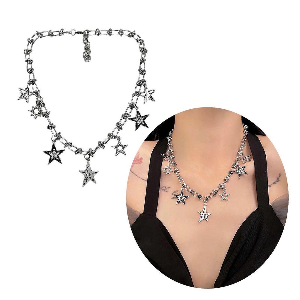 Star Choker Necklace for Women Girl Hollow Star Collar Clavicle Necklace Fashion Jewelry Gift Sweet Cool Y2k Necklace