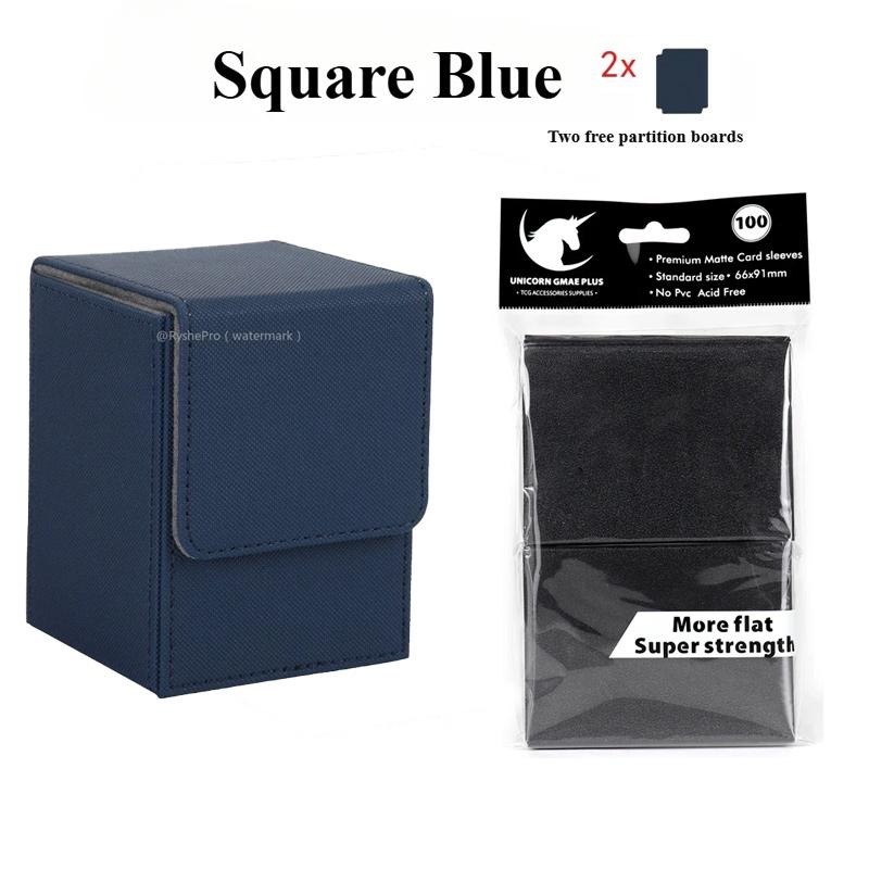 100 Premium Card Sleeves 66x91mm and Trading Card Storage Box Holds 100+ Commander Deck Box for MTG PTCG Baseball Sports Cards