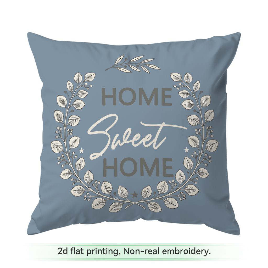 Pcs Morandi Blues Plant Geometric Patterns Singlesided Printed Cushion Coversuitable For Living Roombedroomcar Decoration