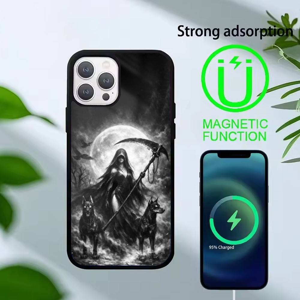 G-Grim Reaper Phone Case For iPhone17,16,15,14,13 Plus,Pro Max Magnetic For Magsafe Wireless Charging