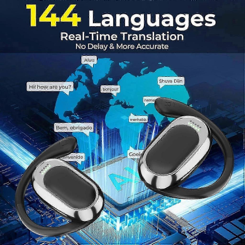 2025 KI-Übersetzungs-Ohrhörer Echtzeit 144 Sprachen Kabelloses Bluetooth-Übersetzergerät