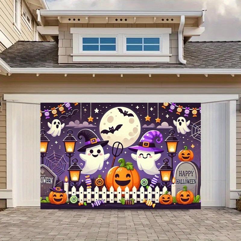 2D flat  1 piece Halloween party background with happy animals and pumpkins  suitable for living room  bedroom