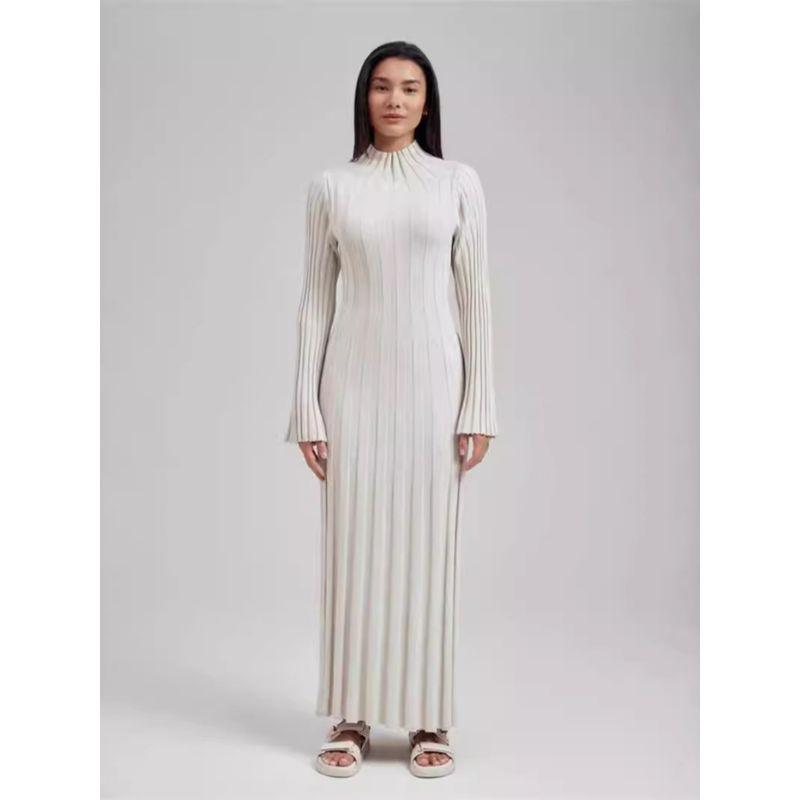 Knitting Dress Knitted dress Casual Waist Hugging round Neck Big Pit Bar Turtleneck Slimming Knitted Long dress Women