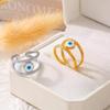 Blue Eye Stainless Steel Ring: Unique European-American Design, Colorfast, Fashionable for Women