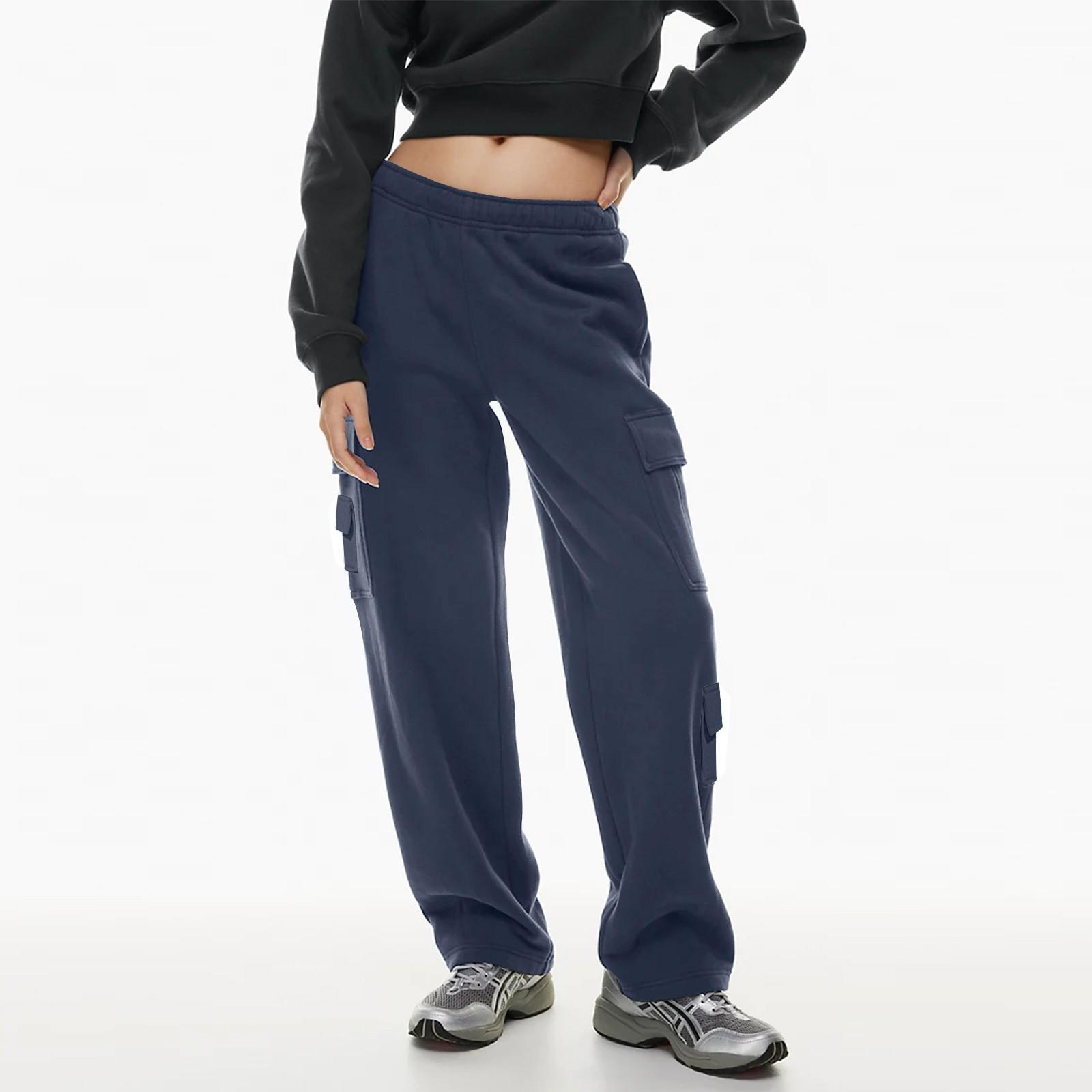 

Женские зимние спортивные штаны, однотонные повседневные брюки, женские флисовые спортивные штаны, широкие прямые брюки XL тёмно-синий