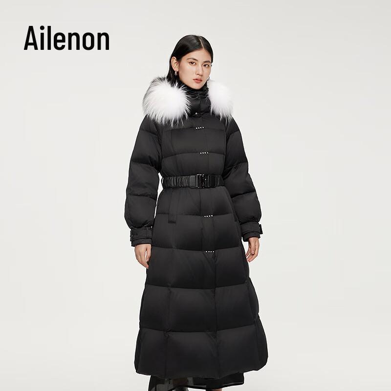 

Aolaiy Women s Long Goose Down Jacket with Gradient Fur Collar M