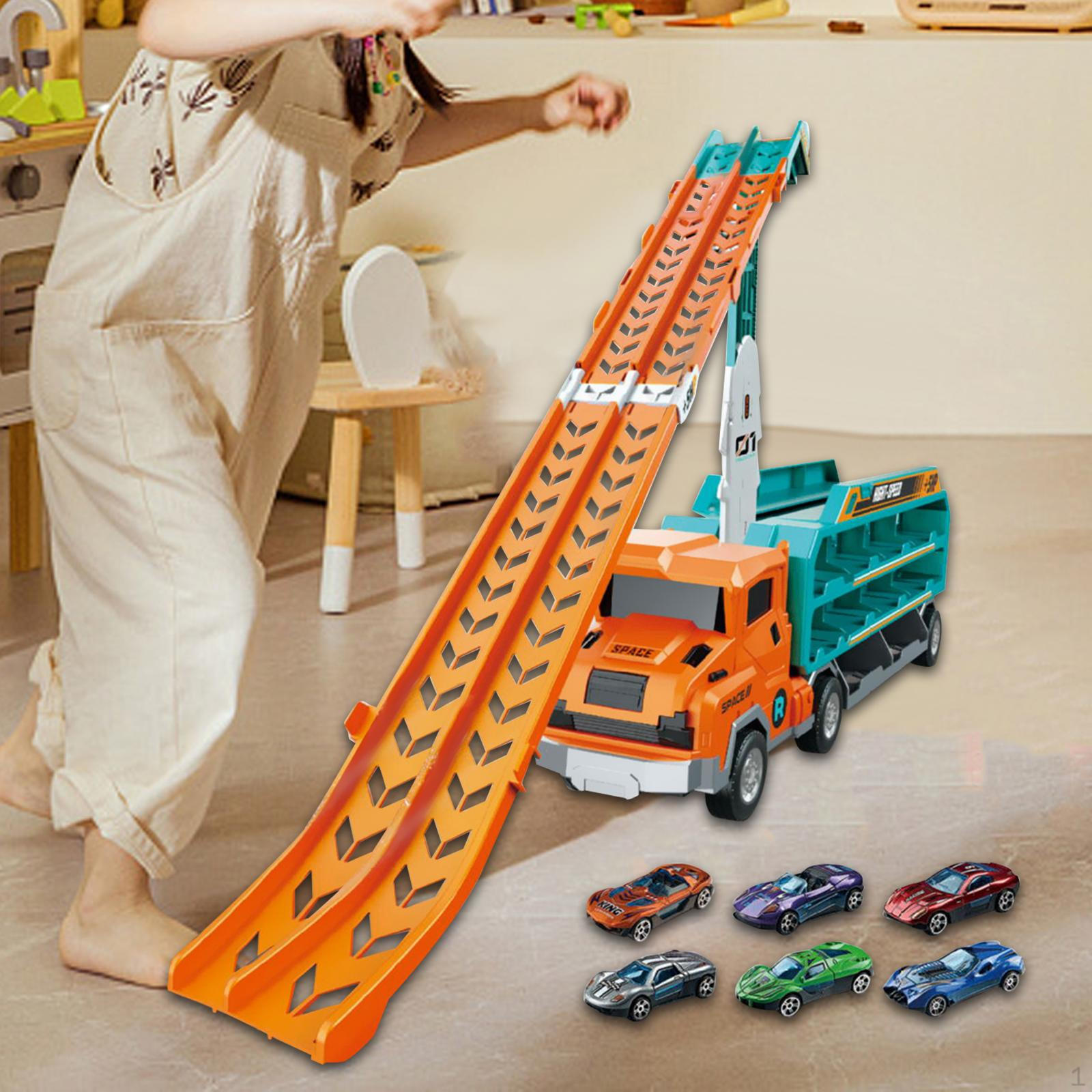 

Big Hauler Carrier Trucks Car Transporter Truck Toy Funny Durable Creative Deformation with 6 Metal помаранчевий