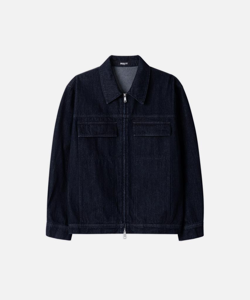 Draw Fit Layered Angle Denim Jacket [Deep Indigo]