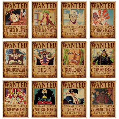Tegneserie Luffy Etterlysningsplakat Mani Nico Robin Veggmaleri Klistremerke Hjemmedekor