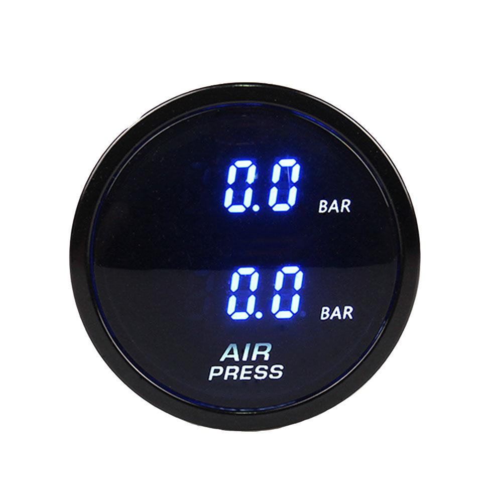 52mm Dual Air Pressure Gauge Suspension for Cars with 1/8NPT Sensor RED BLUE LED