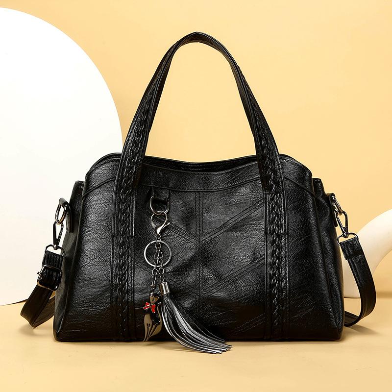 Ретро Сумка, Сумка через плечо, Мягкая кожаная сумка-тоут, Простая женская сумка большой вместимости