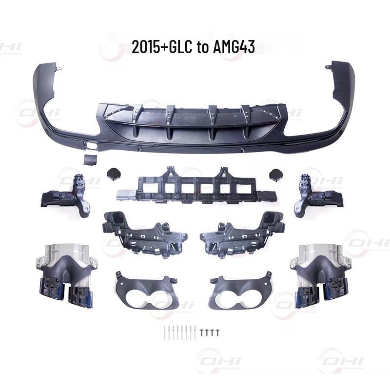 Compatible Rear Lip Tailpipe Dual Exhaust for 15-22 Mercedes-Benz GLC AMG GLC43/63