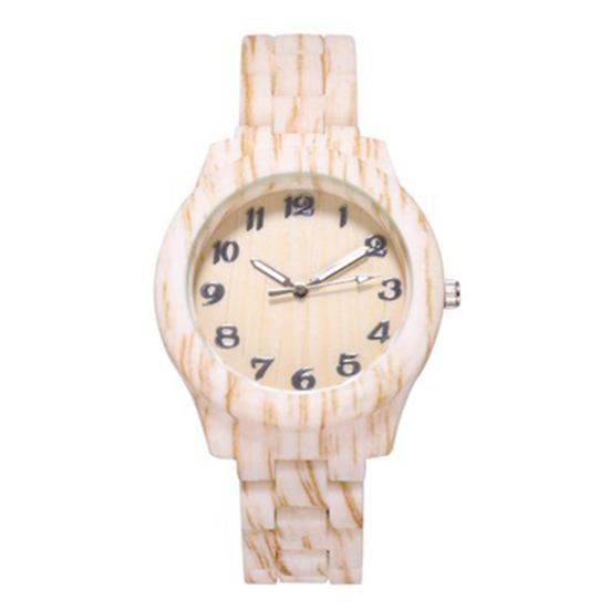 

Wood Grain Quartz Watch Stylish Round Dial Watch Arabic Numerals Elegant Wristwatch for Men Women Daily Wear Office Parties Dating білий