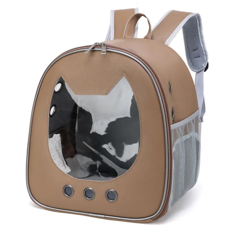 

Cat Carrier Bag PU Portable Travel Outdoor Backpack Transparent Breathable Carrying Shoulder Bag Pet Travel Supplies