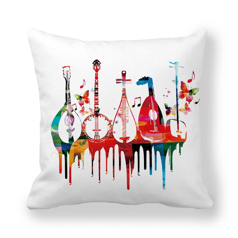 Guitar Butterfly Decorative Pillowcase Home Music Decoration Bedroom Living Room Sofa Pillowcase Music Note Cushion Cover