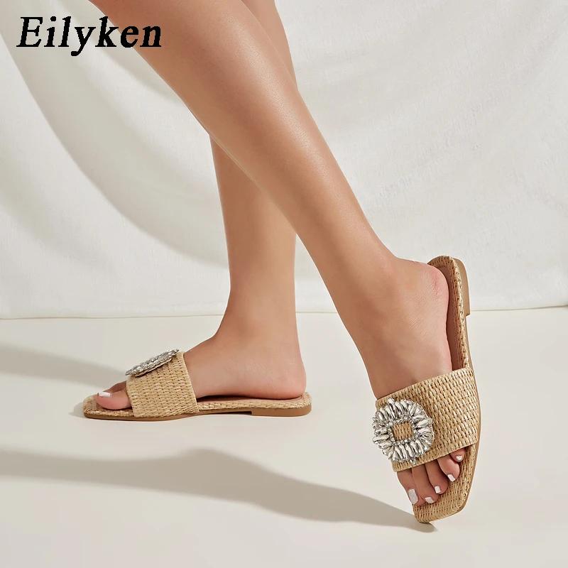 Eilyken Sommer Damen Hausschuhe Prägnant Hohe Qualität Designer Strand Schuhe Freizeit Flache Damen Pantoletten Sandalen