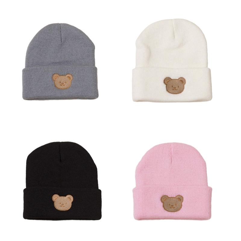 Knitted Hat Cartoon Embroidery Baby Bonnet Caps Hat Winter Warm Hat Beanie Caps for Baby Toddler Children Breathable Hat